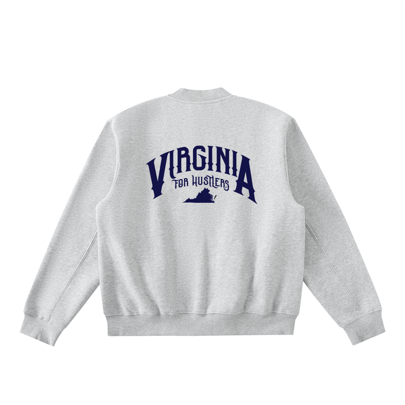 VA FOR HUSTLERS Zip-Up Fleeced Varsity Jacket