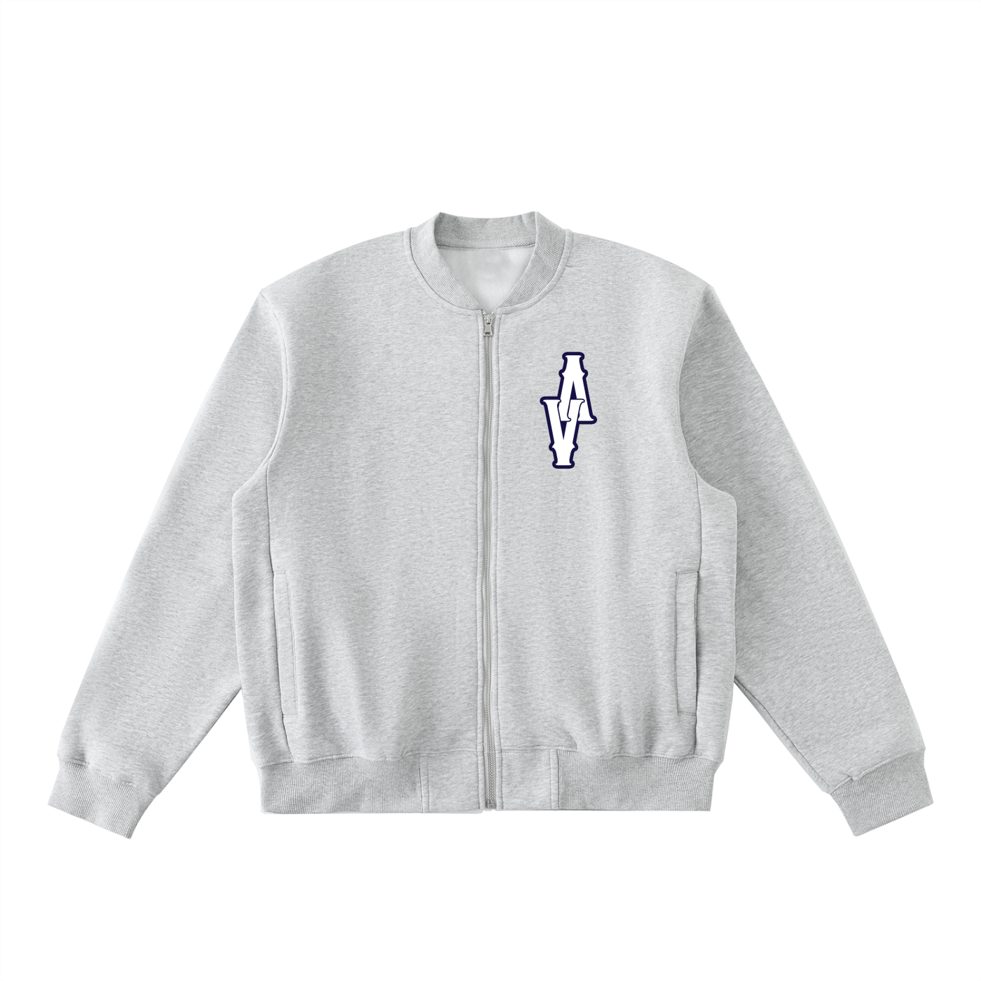 VA FOR HUSTLERS Zip-Up Fleeced Varsity Jacket