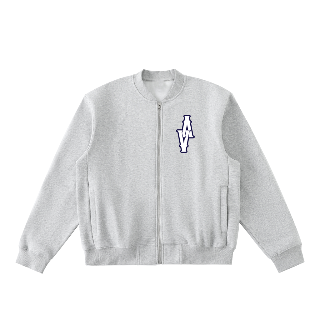 VA FOR HUSTLERS Zip-Up Fleeced Varsity Jacket